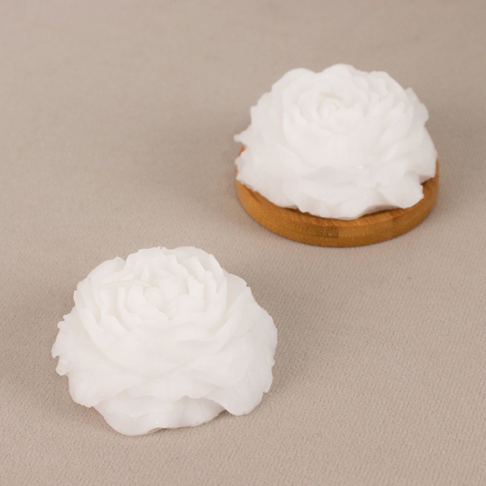 5 - Pack Scented Candles Floating Peony Flower Design White Wax - Decorative Party Favors with Individual Gift Boxes & Ribbons 3" - Bell Racket Store