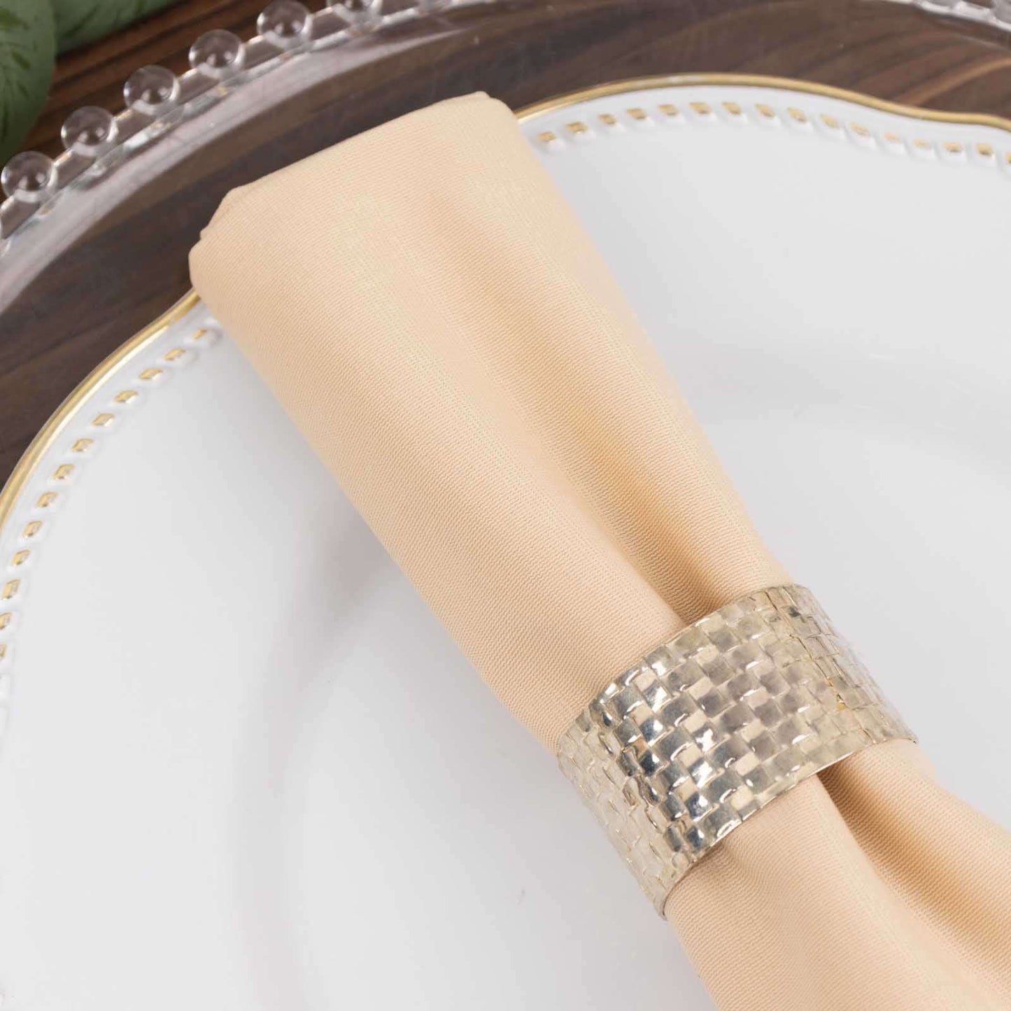 5 Pack Scuba 20"x20" Napkins Beige - Durable & Reusable Dinner Napkins - Bell Racket Store