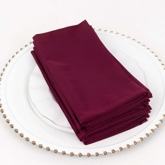 5 Pack Scuba 20"x20" Napkins Burgundy - Durable & Reusable Dinner Napkins - Bell Racket Store