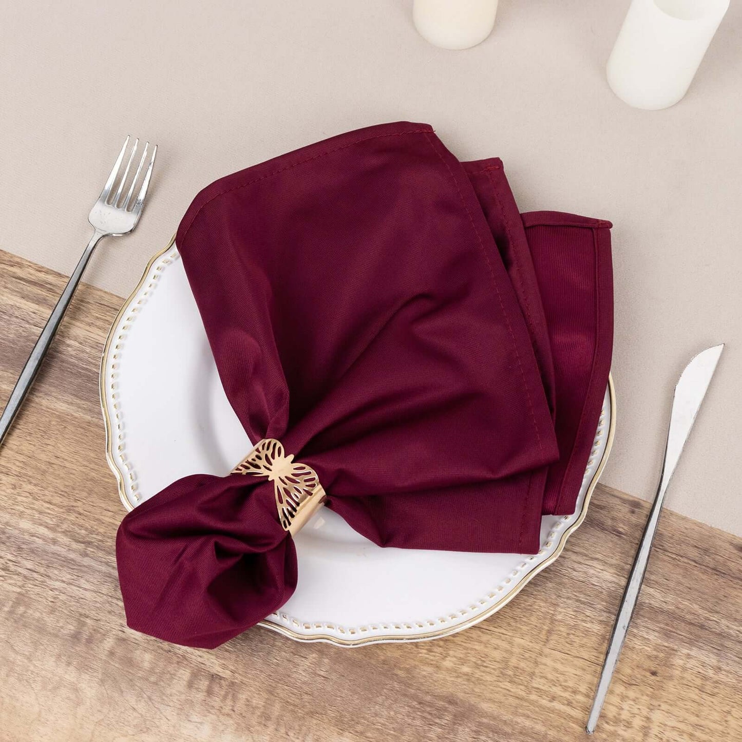 5 Pack Scuba 20"x20" Napkins Burgundy - Durable & Reusable Dinner Napkins - Bell Racket Store