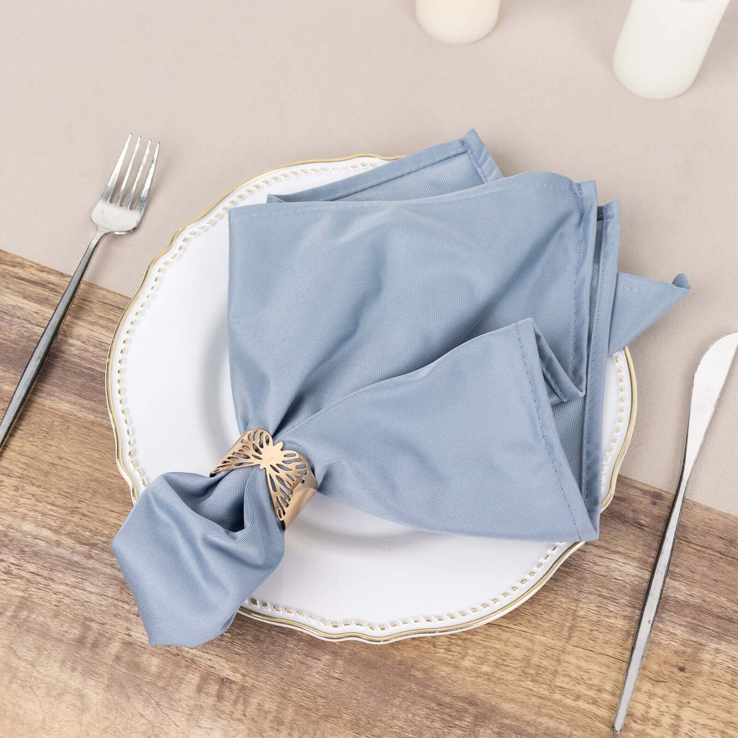5 Pack Scuba 20"x20" Napkins Dusty Blue - Durable & Reusable Dinner Napkins - Bell Racket Store