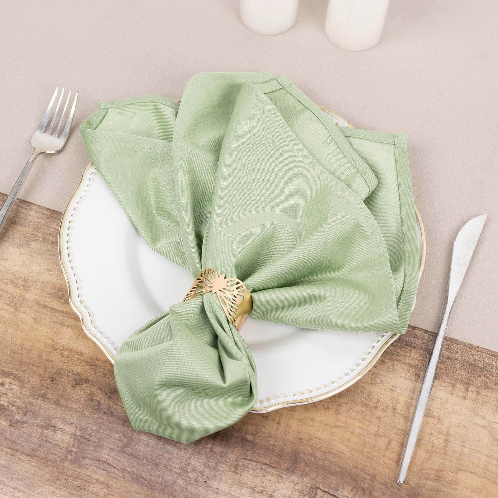 5 Pack Scuba 20"x20" Napkins Sage Green - Durable & Reusable Dinner Napkins - Bell Racket Store