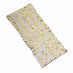 5 Pack Sequin Spandex Chair Sash White with Gold Geometric Diamond Glitz Pattern - Durable & Easy To Use Stretchable Chair Bands for High - End Gatherings - Bell Racket Store