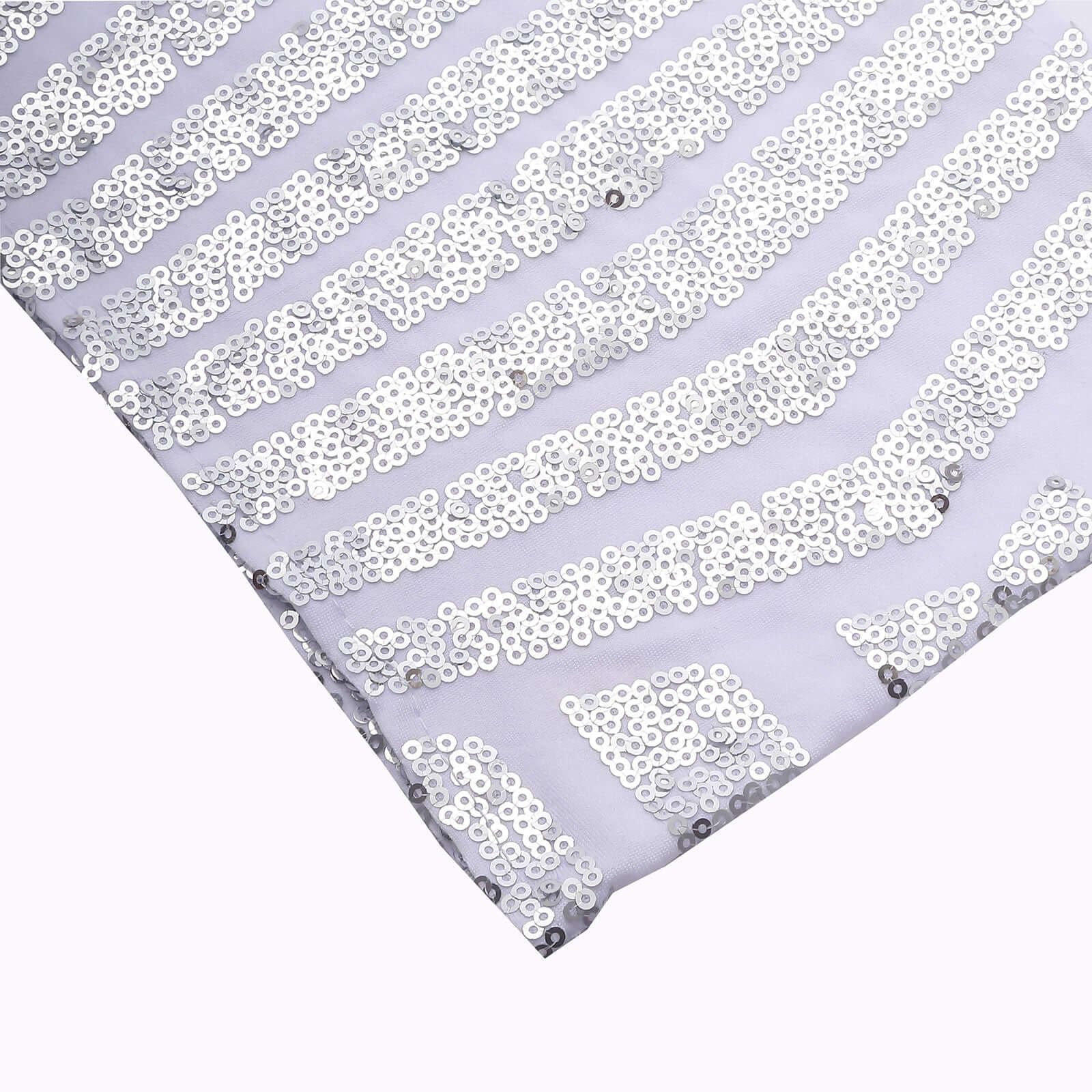 5 Pack Sequin Spandex Chair Sash White with Silver Geometric Diamond Glitz Pattern - Durable & Easy To Use Stretchable Chair Bands - Bell Racket Store