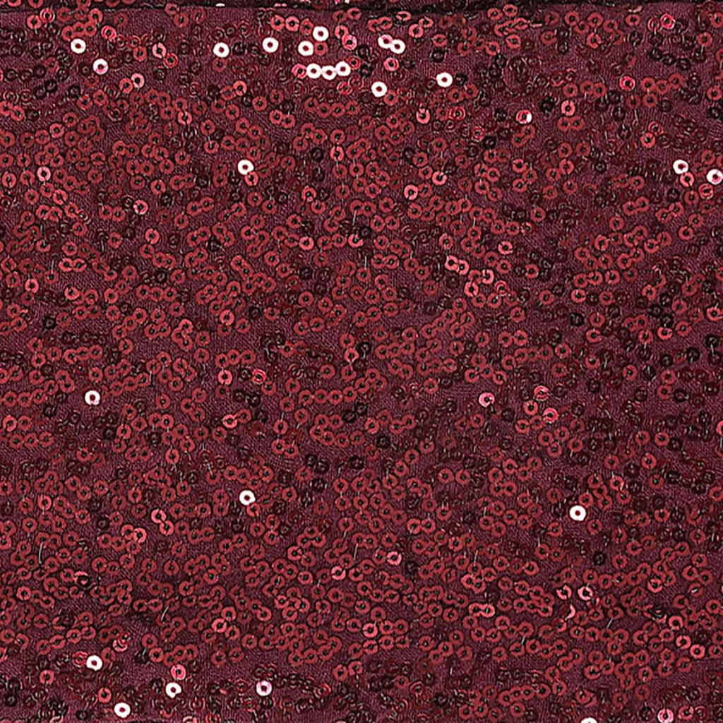 5 Pack Sequin Spandex Chair Sashes Burgundy - Stretch Chair Bands 6"x15" - Bell Racket Store