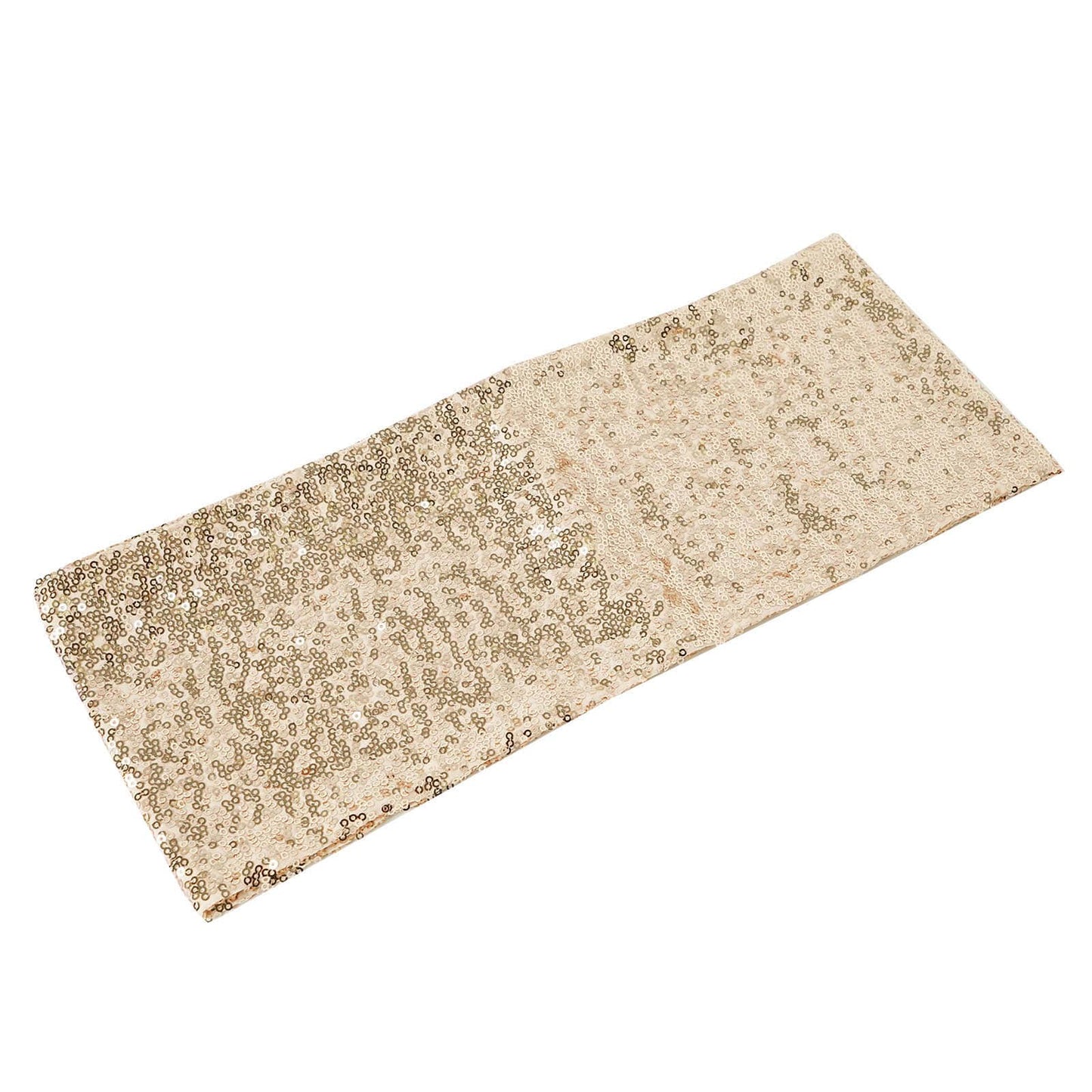 5 Pack Sequin Spandex Chair Sashes Champagne - Stretch Chair Bands 6"x15" - NestOCart