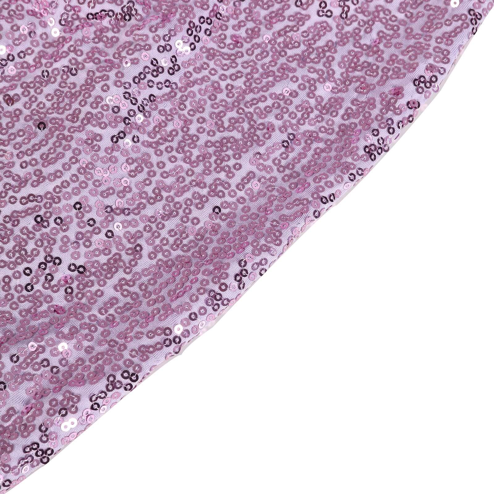 5 Pack Sequin Spandex Chair Sashes Lavender Lilac - Stretch Chair Bands 6"x15" - Bell Racket Store