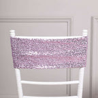 5 Pack Sequin Spandex Chair Sashes Lavender Lilac - Stretch Chair Bands 6"x15" - Bell Racket Store