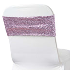 5 Pack Sequin Spandex Chair Sashes Lavender Lilac - Stretch Chair Bands 6"x15" - Bell Racket Store