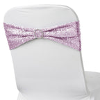 5 Pack Sequin Spandex Chair Sashes Lavender Lilac - Stretch Chair Bands 6"x15" - Bell Racket Store