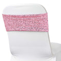 5 Pack Sequin Spandex Chair Sashes Pink - Stretch Chair Bands 6"x15"