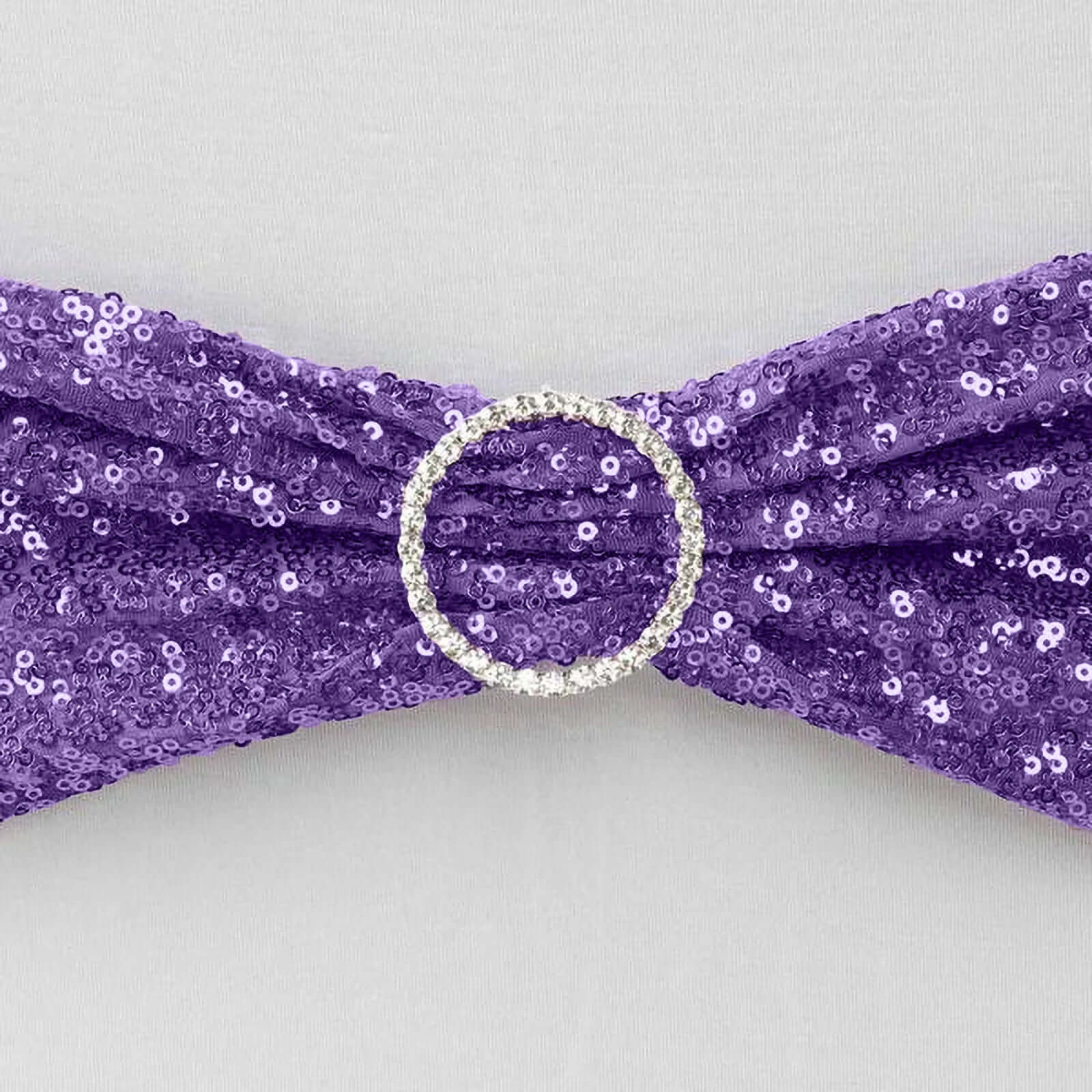 5 Pack Sequin Spandex Chair Sashes Purple - Stretch Chair Bands 6"x15" - NestOCart