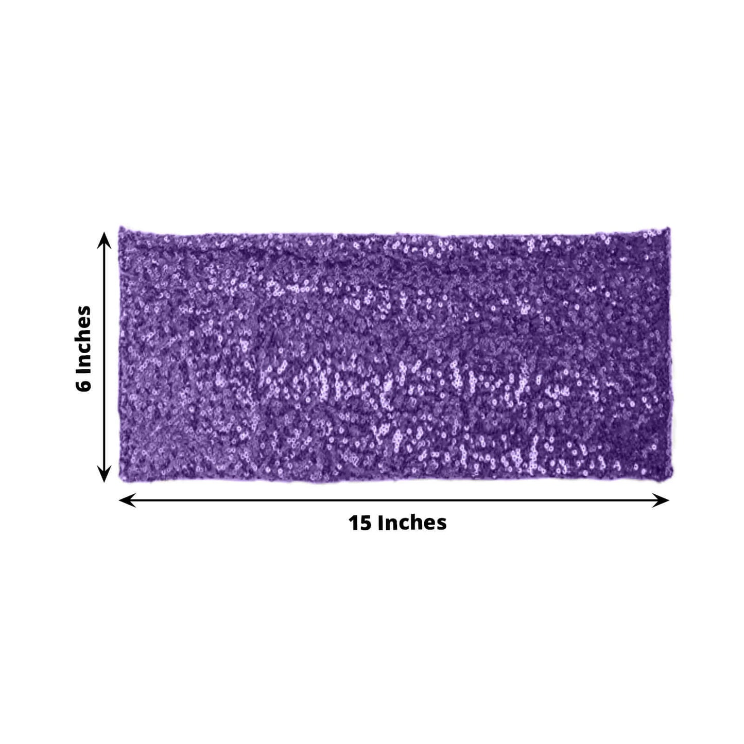 5 Pack Sequin Spandex Chair Sashes Purple - Stretch Chair Bands 6"x15" - NestOCart