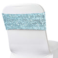 5 Pack Sequin Spandex Chair Sashes Light Blue - Stretch Chair Bands 6"x15"