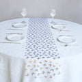 5 Pack Sheer Organza 11"x108" Table Runner Rolls White Disposable with Metallic Gold Foil Butterflies Motifs - Bell Racket Store