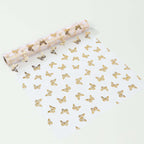 5 Pack Sheer Organza 11"x108" Table Runner Rolls White Disposable with Metallic Gold Foil Butterflies Motifs - Bell Racket Store