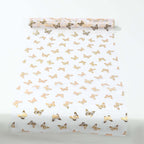 5 Pack Sheer Organza 11"x108" Table Runner Rolls White Disposable with Metallic Gold Foil Butterflies Motifs - Bell Racket Store