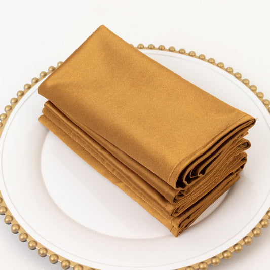 5 Pack Shimmer Gold Scuba Napkins â€“ 17"x17" Wrinkle - Free & Stain - Resistant Cloth Table Napkins - Bell Racket Store