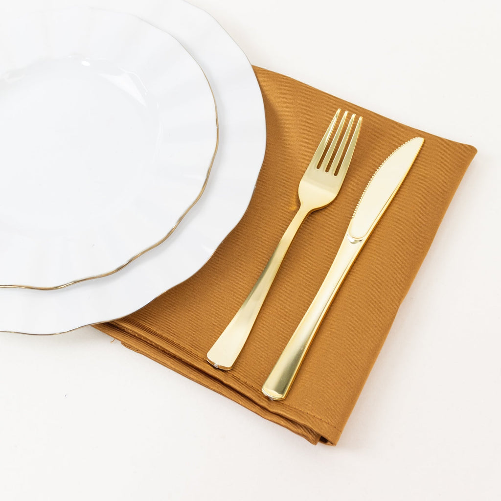 5 Pack Shimmer Gold Scuba Napkins â€“ 17"x17" Wrinkle - Free & Stain - Resistant Cloth Table Napkins - Bell Racket Store