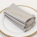 5 Pack Shimmer Silver Scuba Napkins â€“ 17"x17" Wrinkle - Free & Stain - Resistant Cloth Table Napkins - Bell Racket Store