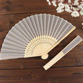 5 Pack Silver Asian Silk Folding Fans Party Favors, Oriental Folding Fan Favors - Bell Racket Store