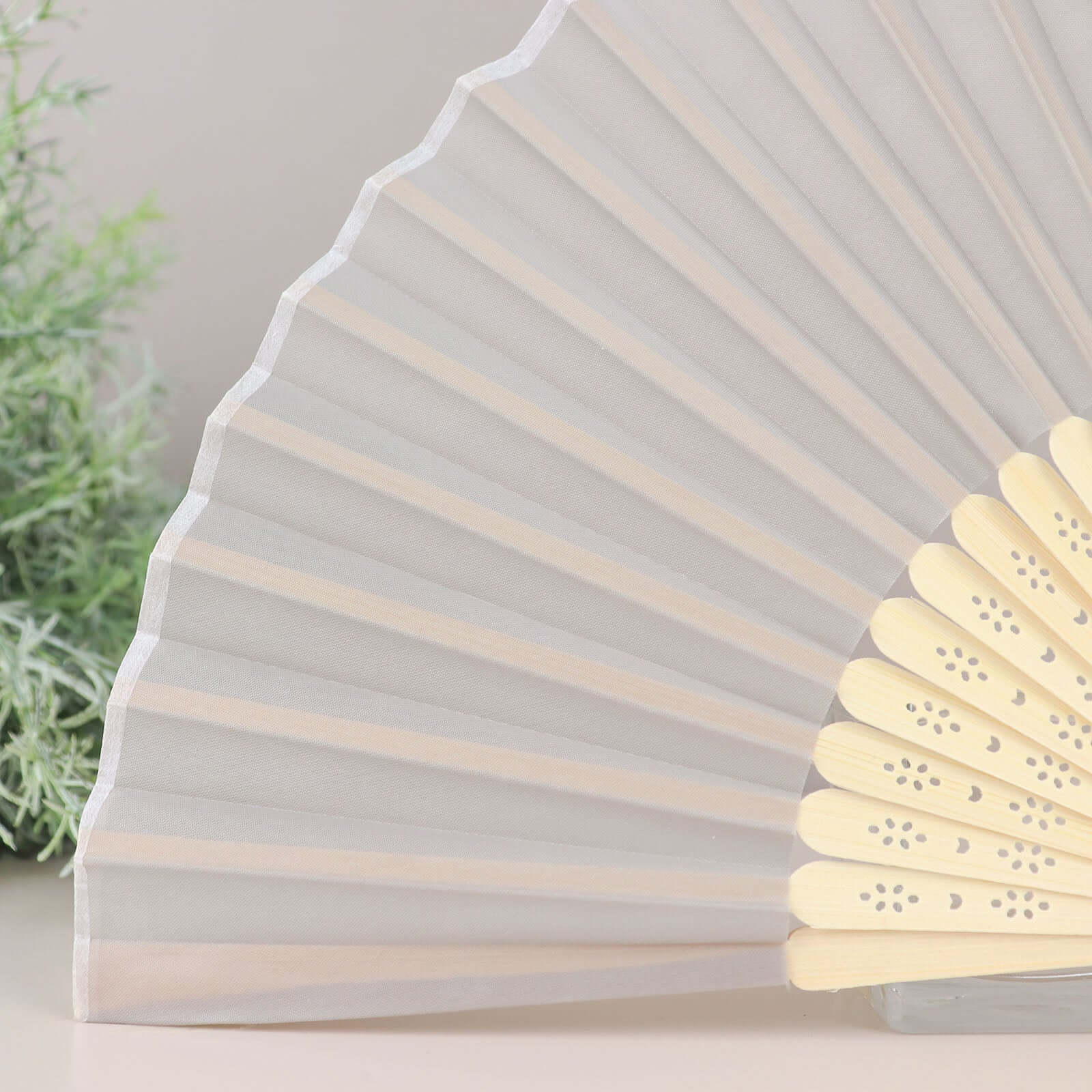 5 Pack Silver Asian Silk Folding Fans Party Favors, Oriental Folding Fan Favors - Bell Racket Store