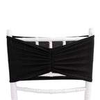5 Pack Spandex Chair Sashes Black Ruffled Style - Wide Easy to Use Stretch Chair Bands 8"x13" - Bell Racket Store
