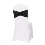 5 Pack Spandex Chair Sashes Black Ruffled Style - Wide Easy to Use Stretch Chair Bands 8"x13" - Bell Racket Store