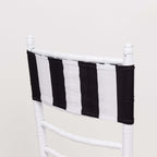 5 Pack Spandex Chair Sashes Black/White Vertical Stripes - Easy to Use & Wrinkle - Free Stretch Chair Bands for Stunning Tablescapes 5"x14" - Bell Racket Store