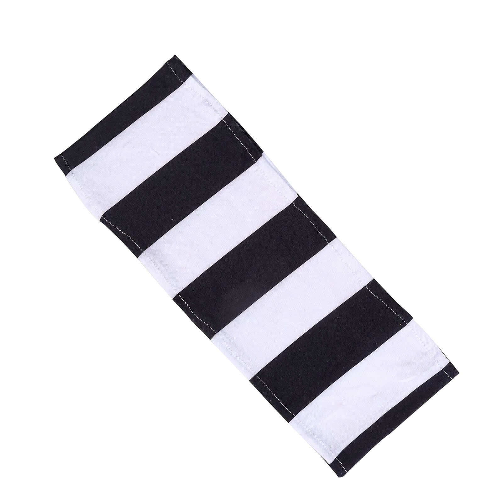 5 Pack Spandex Chair Sashes Black/White Vertical Stripes - Easy to Use & Wrinkle - Free Stretch Chair Bands for Stunning Tablescapes 5"x14" - Bell Racket Store