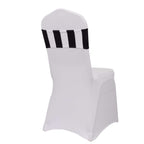 5 Pack Spandex Chair Sashes Black/White Vertical Stripes - Easy to Use & Wrinkle - Free Stretch Chair Bands for Stunning Tablescapes 5"x14" - Bell Racket Store