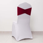 5 Pack Spandex Chair Sashes Burgundy Ruffled Style - Wide Easy to Use Stretch Chair Bands 8"x13" - Bell Racket Store