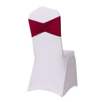 5 Pack Spandex Chair Sashes Burgundy Ruffled Style - Wide Easy to Use Stretch Chair Bands 8"x13" - Bell Racket Store