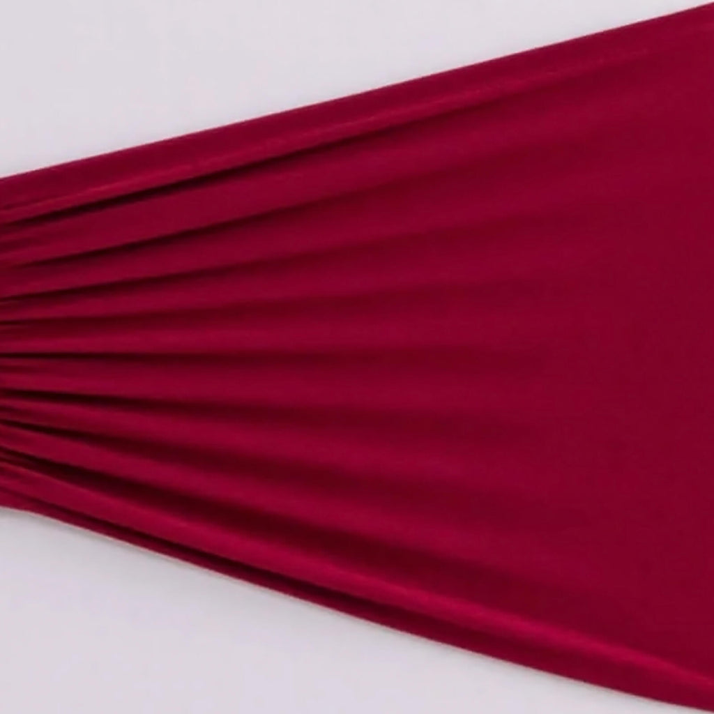5 Pack Spandex Chair Sashes Burgundy Ruffled Style - Wide Easy to Use Stretch Chair Bands 8"x13" - Bell Racket Store