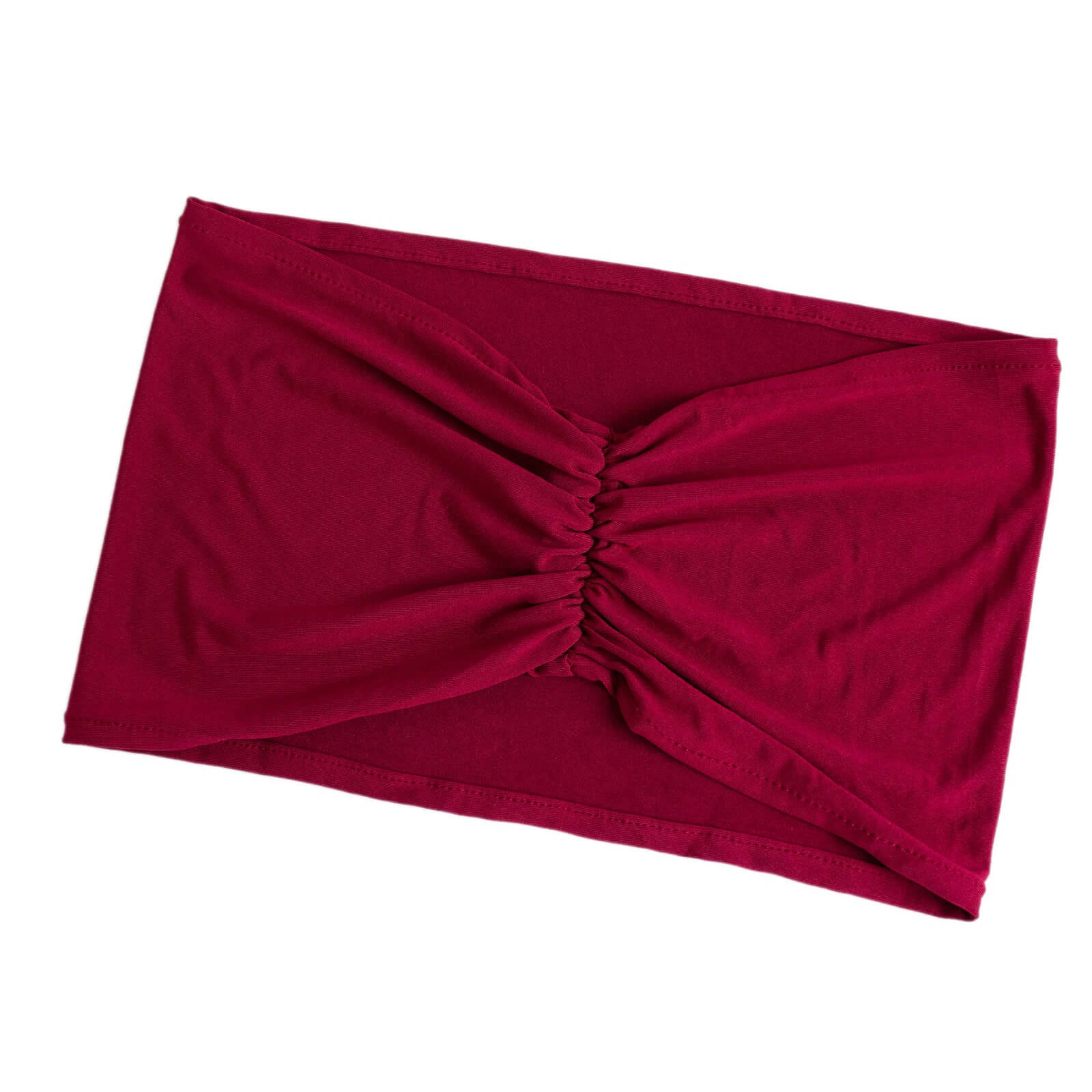 5 Pack Spandex Chair Sashes Burgundy Ruffled Style - Wide Easy to Use Stretch Chair Bands 8"x13" - Bell Racket Store