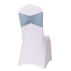 5 Pack Spandex Chair Sashes Dusty Blue Ruffled Style - Wide Easy to Use Stretch Chair Bands 8"x13" - Bell Racket Store