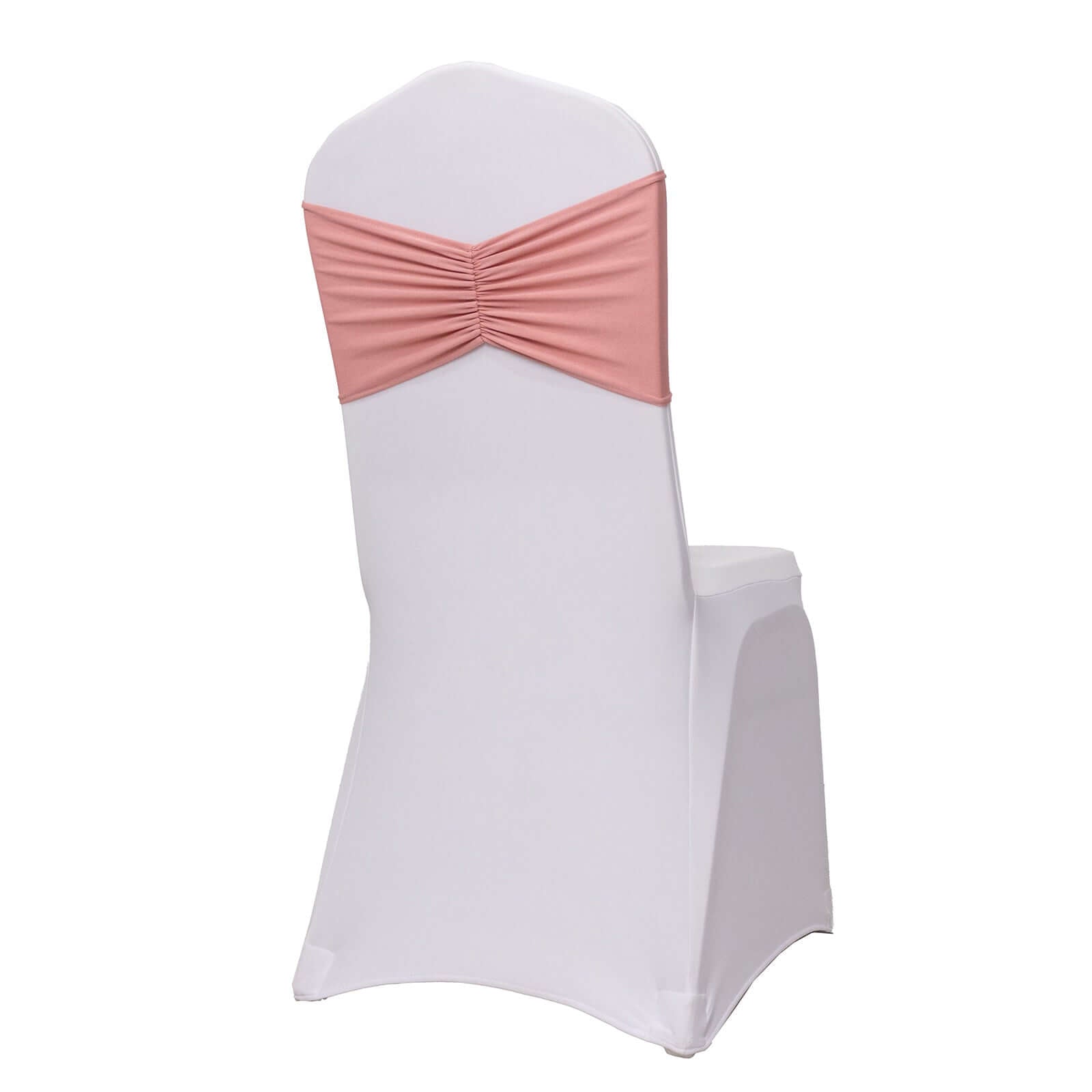 5 Pack Spandex Chair Sashes Dusty Rose Ruffled Style - Wide Easy to Use Stretch Chair Bands 8"x13" - Bell Racket Store