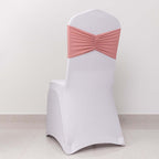 5 Pack Spandex Chair Sashes Dusty Rose Ruffled Style - Wide Easy to Use Stretch Chair Bands 8"x13" - Bell Racket Store