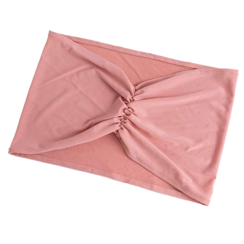 5 Pack Spandex Chair Sashes Dusty Rose Ruffled Style - Wide Easy to Use Stretch Chair Bands 8"x13" - Bell Racket Store