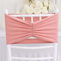 5 Pack Spandex Chair Sashes Dusty Rose Ruffled Style - Wide Easy to Use Stretch Chair Bands 8"x13" - Bell Racket Store