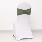 5 Pack Spandex Chair Sashes Dusty Sage Green Ruffled Style - Wide Easy to Use Stretch Chair Bands 8"x13" - Bell Racket Store