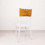 5 Pack Spandex Chair Sashes Gold Ruffled Style - Wide Easy to Use Stretch Chair Bands for Classy Wedding and Event Decor 8"x13" - Bell Racket Store