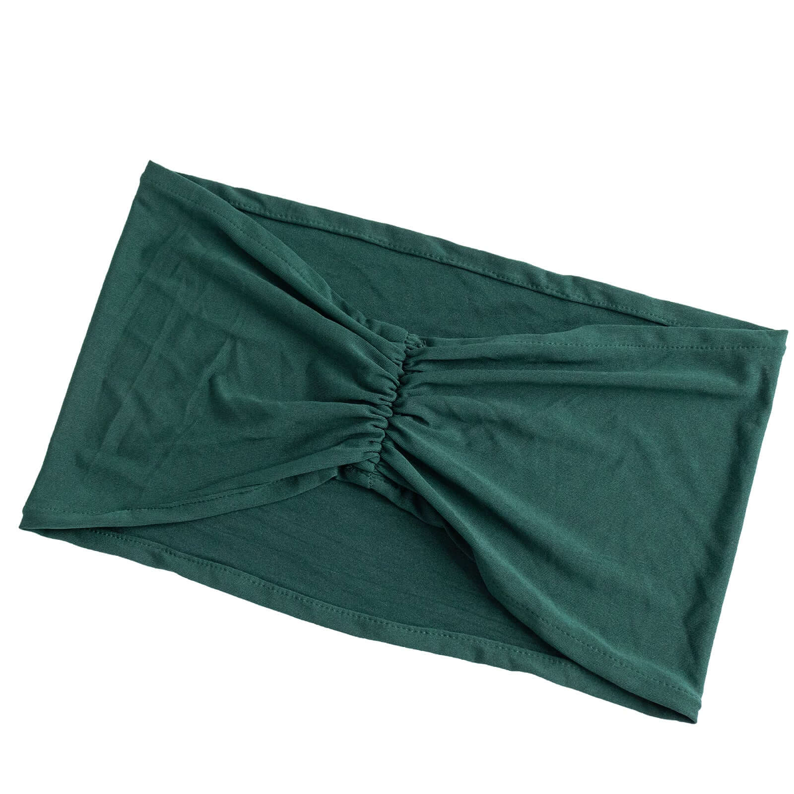 5 Pack Spandex Chair Sashes Hunter Emerald Green Ruffled Style - Wide Easy to Use Stretch Chair Bands 8"x13" - Bell Racket Store