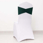 5 Pack Spandex Chair Sashes Hunter Emerald Green Ruffled Style - Wide Easy to Use Stretch Chair Bands 8"x13" - Bell Racket Store