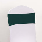 5 Pack Spandex Chair Sashes Hunter Emerald Green with Gold Rhinestone Buckles - Reusable Four - Way Stretch Sash Bands 5"x14" - Bell Racket Store