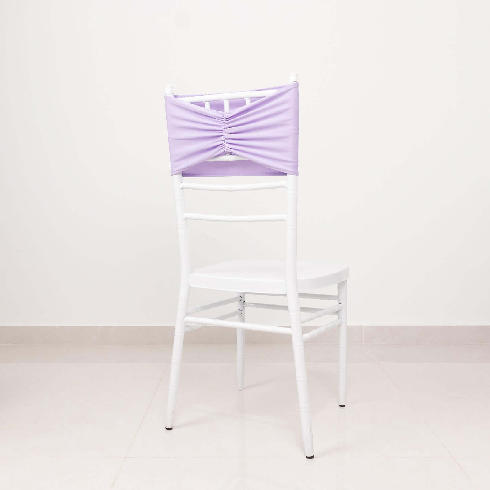 5 Pack Spandex Chair Sashes Lavender Lilac Ruffled Style - Wide Easy to Use Stretch Chair Bands 8"x13" - Bell Racket Store