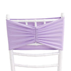 5 Pack Spandex Chair Sashes Lavender Lilac Ruffled Style - Wide Easy to Use Stretch Chair Bands 8"x13" - Bell Racket Store