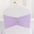 5 Pack Spandex Chair Sashes Lavender Lilac Ruffled Style - Wide Easy to Use Stretch Chair Bands 8"x13" - Bell Racket Store