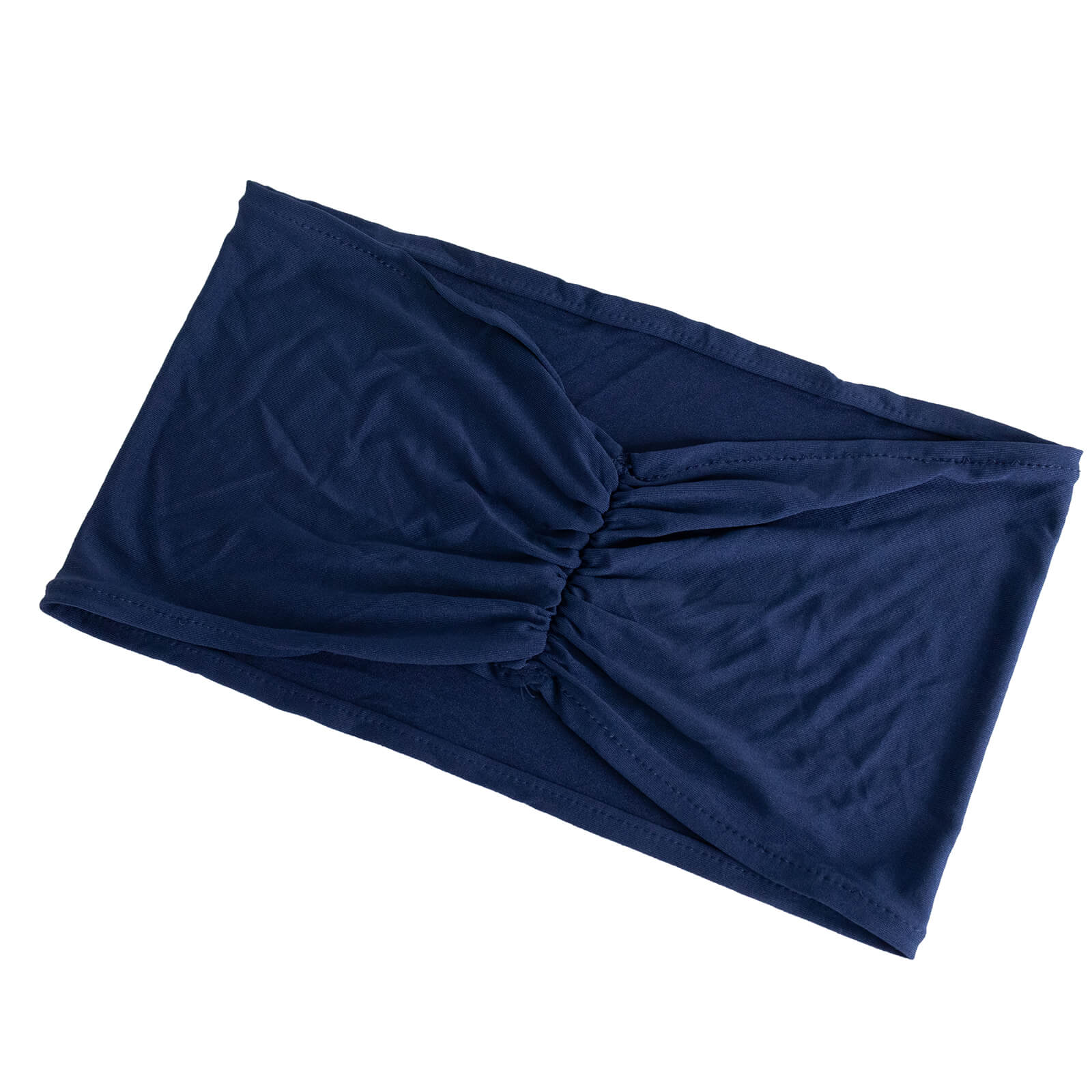 5 Pack Spandex Chair Sashes Navy Blue Ruffled Style - Wide Easy to Use Stretch Chair Bands 8"x13" - Bell Racket Store