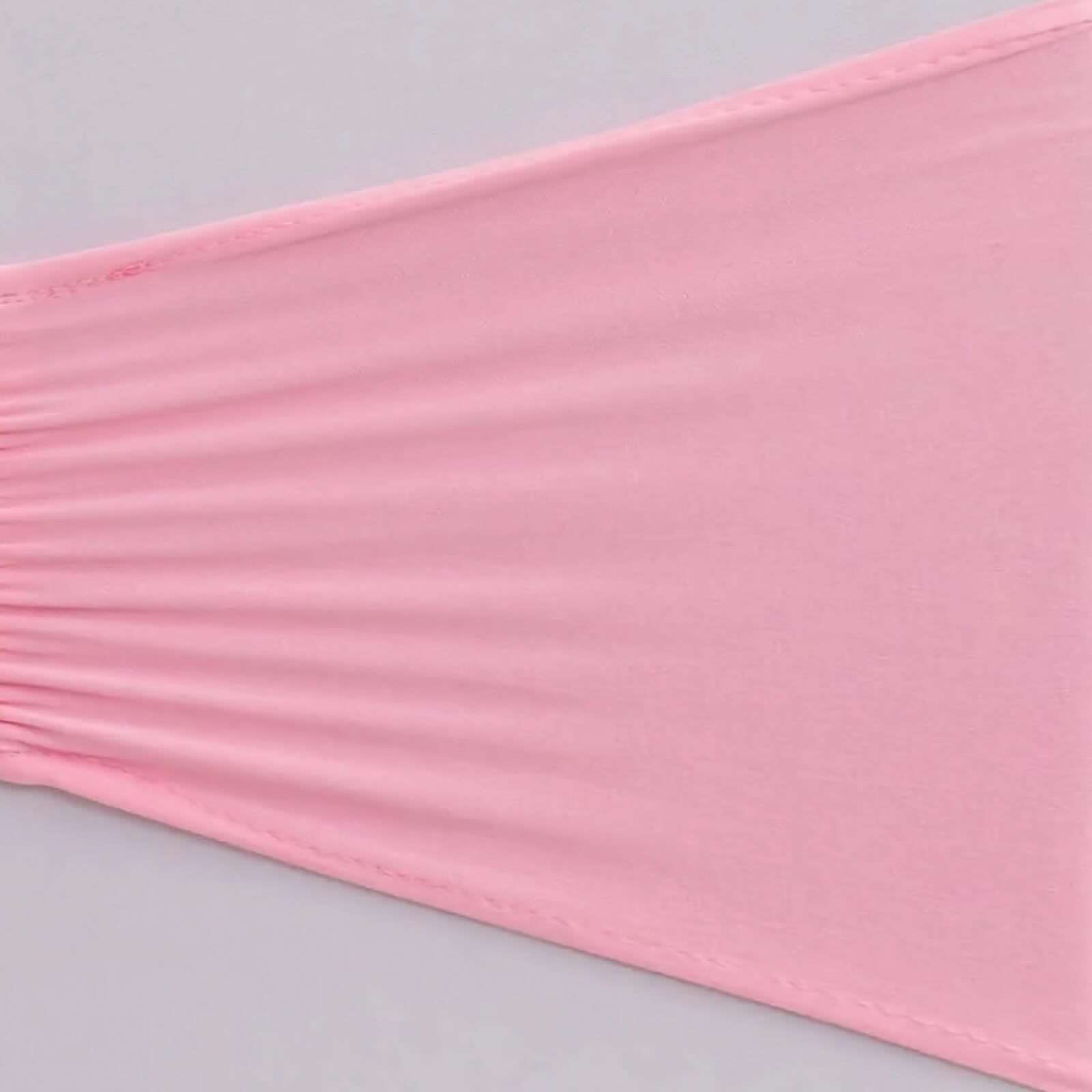 5 Pack Spandex Chair Sashes Pink Ruffled Style - Wide Easy to Use Stretch Chair Bands 8"x13" - Bell Racket Store